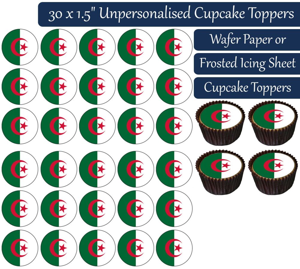 Algeria Flag - 30 Cupcake Toppers