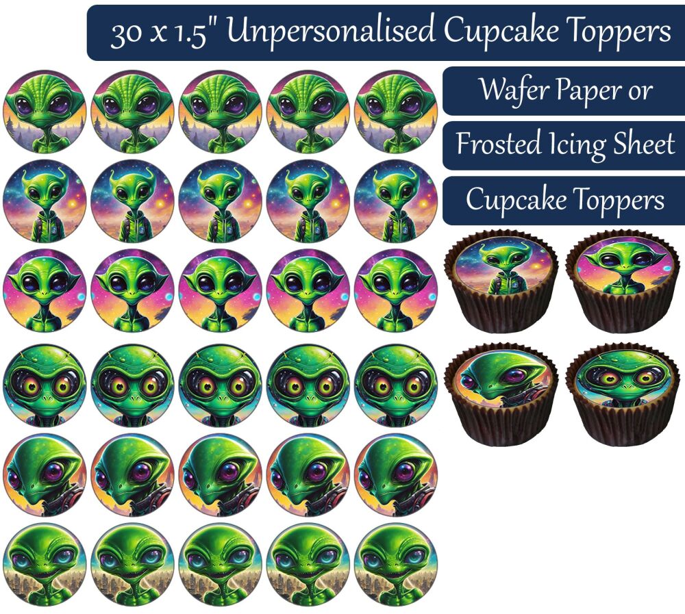Aliens - 30 Cupcake Toppers