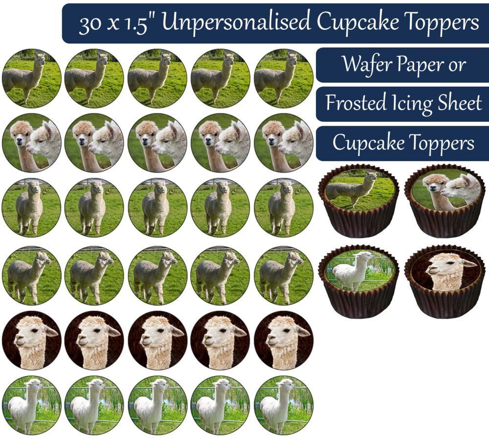 Alpacas - 30 Cupcake Toppers