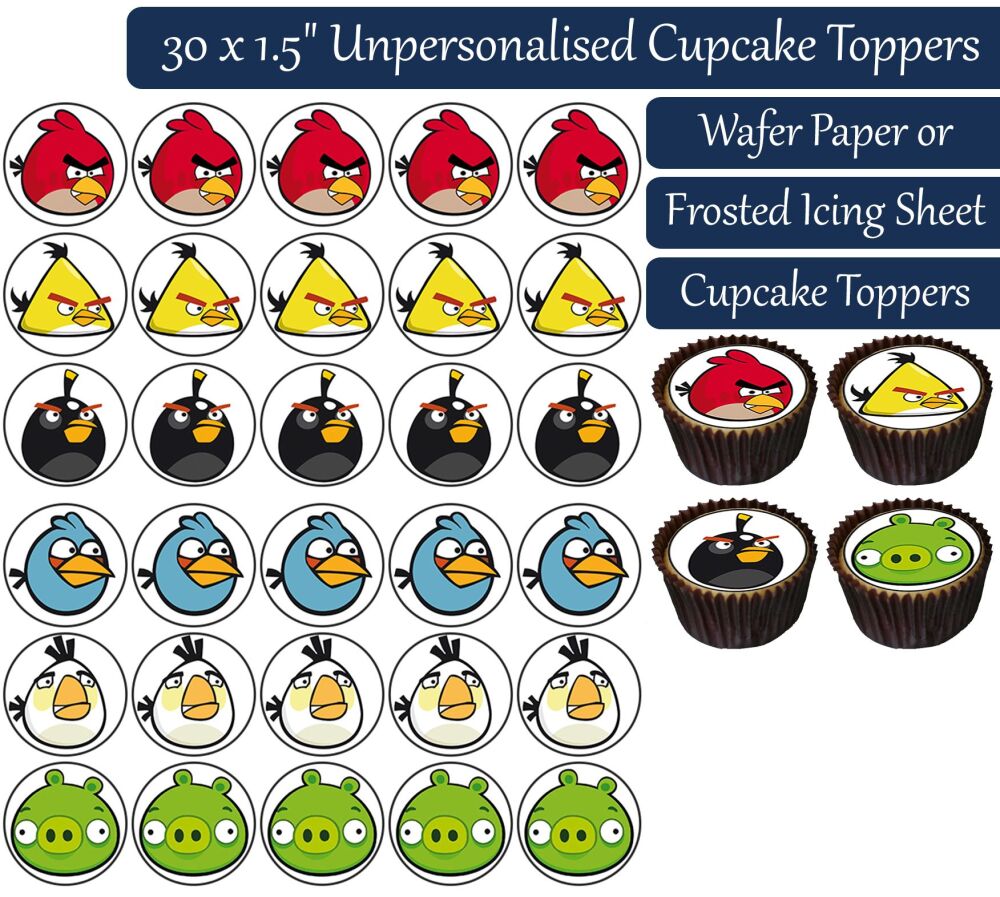 Angry Birds - 30 Cupcake Toppers