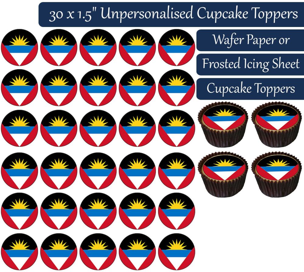 Antigua & Barbuda Flag - 30 Cupcake Toppers