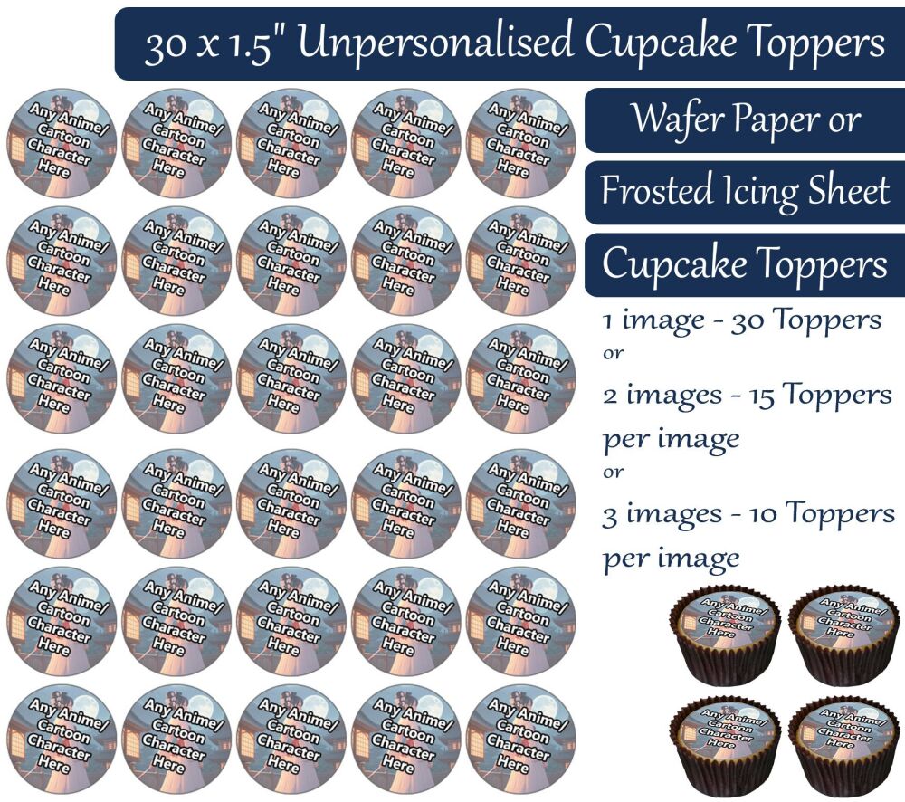 Any Anime Waifu - 30 Icing Cupcake Toppers