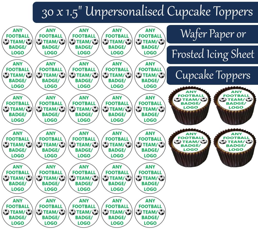 Any Football Team - 30 Cupcake Toppers