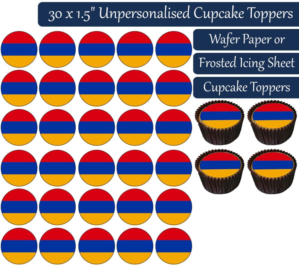Armenia Flag - 30 Cupcake Toppers