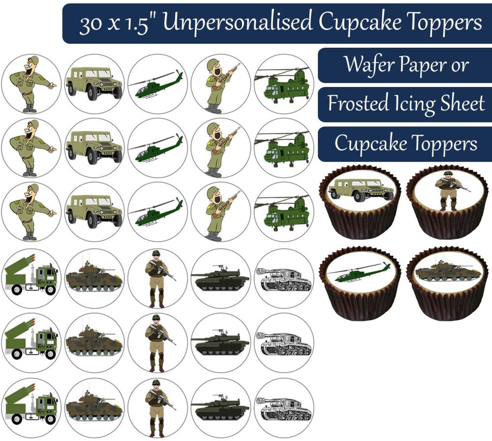 Army Forces - 30 Cupcake Toppers