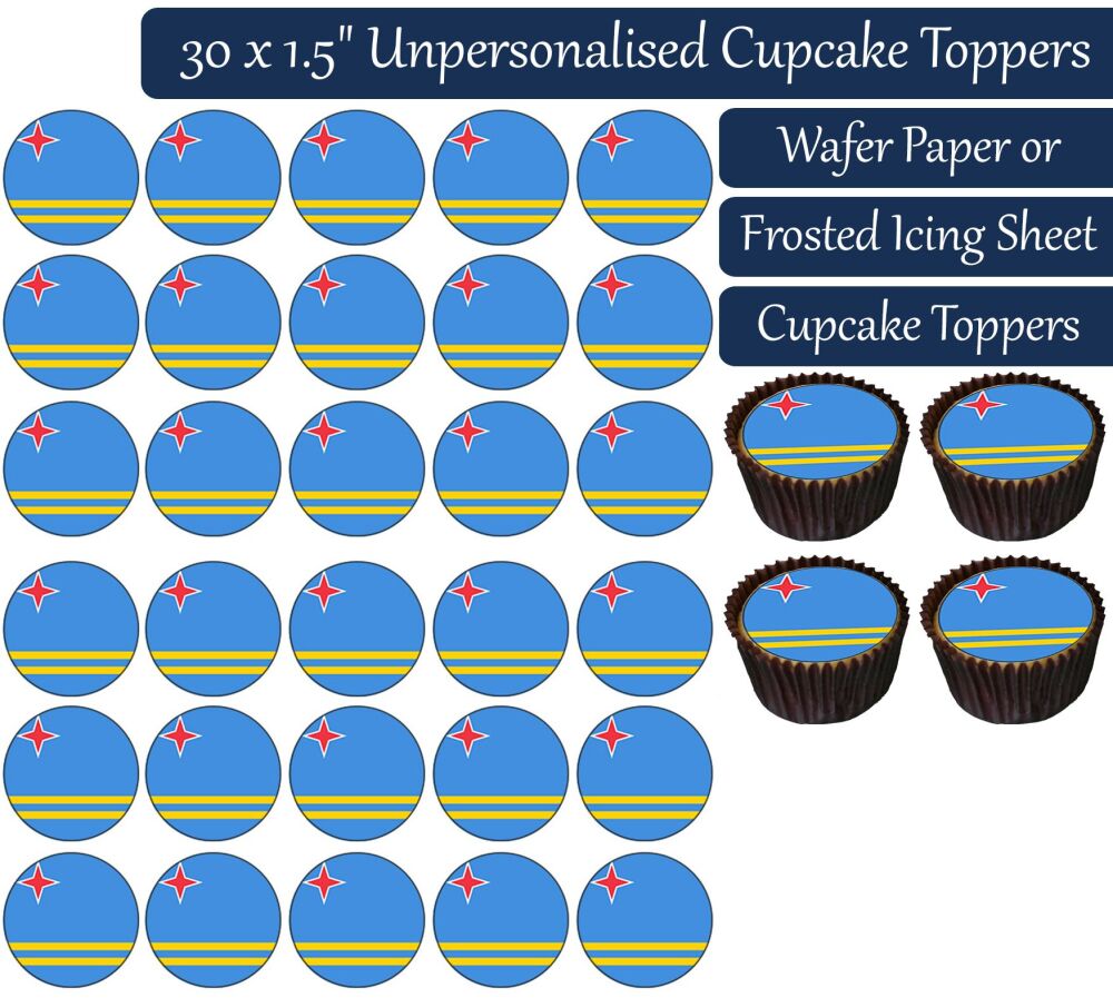 Aruba Flag - 30 Cupcake Toppers