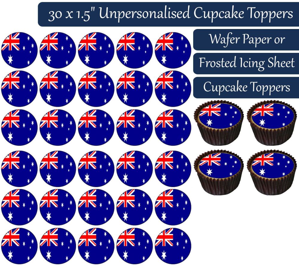 Australia Flag - 30 Cupcake Toppers