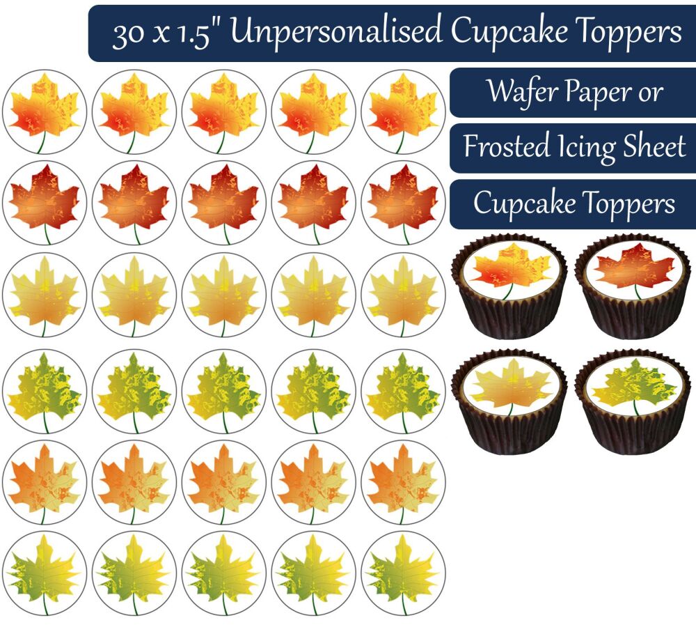 Autumn Leaves - 30 Cupcake Toppers