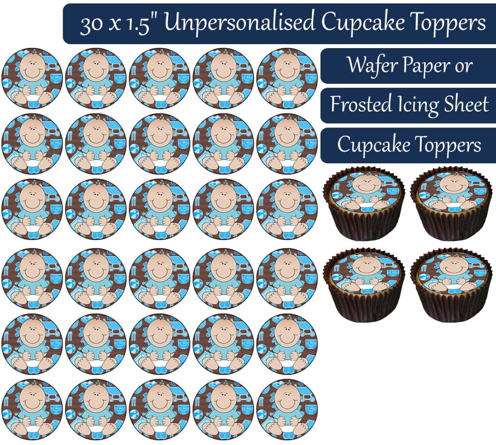Baby Blue - 30 Cupcake Toppers