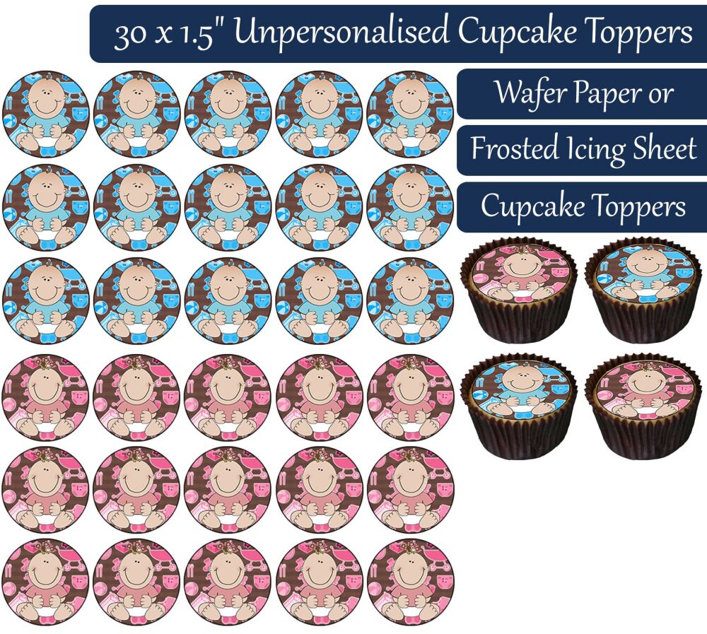 Baby Mixed - 30 Cupcake Toppers