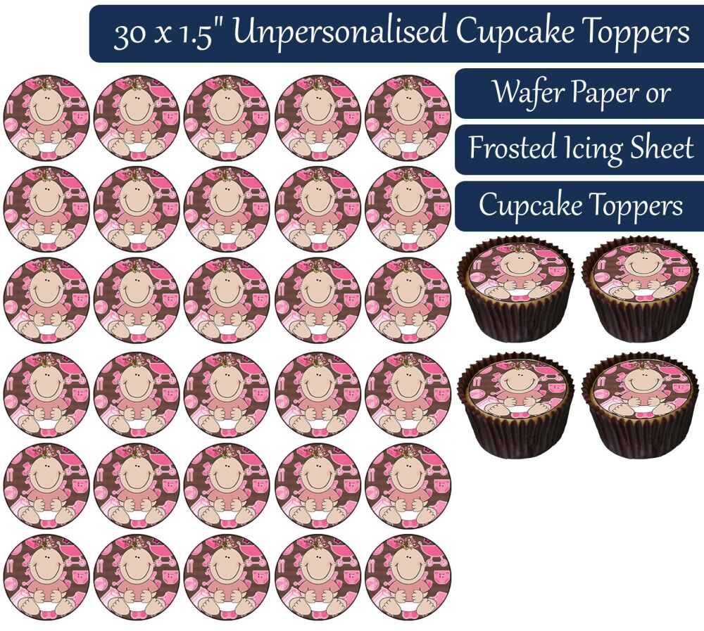 Baby Pink - 30 Cupcake Toppers