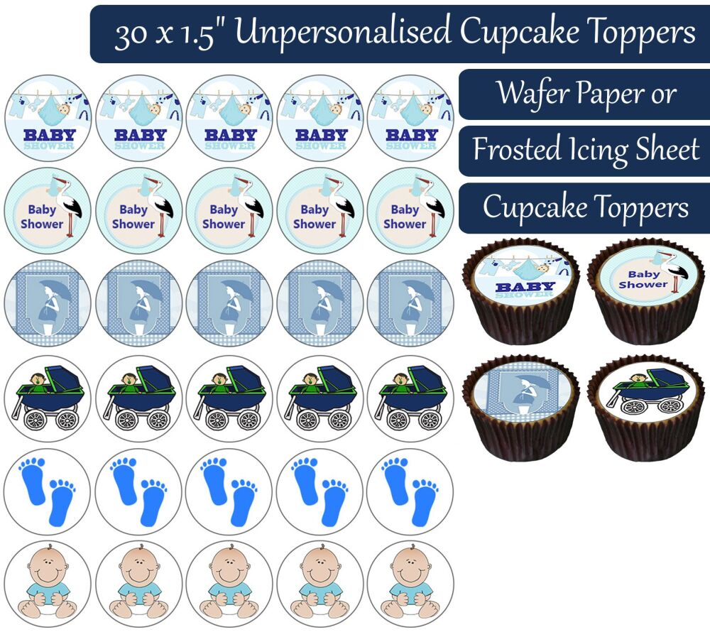 Baby Shower Boy - 30 Cupcake Toppers