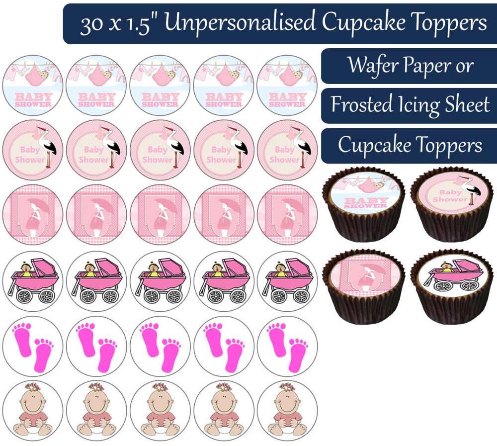 Baby Shower Girl - 30 Cupcake Toppers