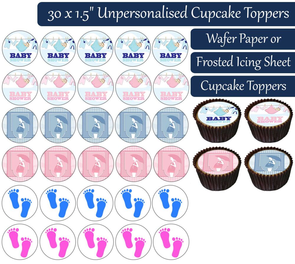 Baby Shower Mixed - 30 Cupcake Toppers