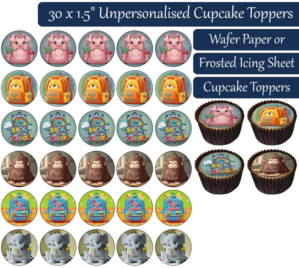 Back To School - 30 Cupcake Toppers