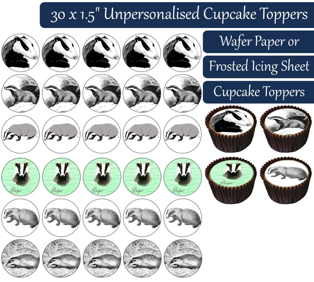 Badgers - 30 Cupcake Toppers