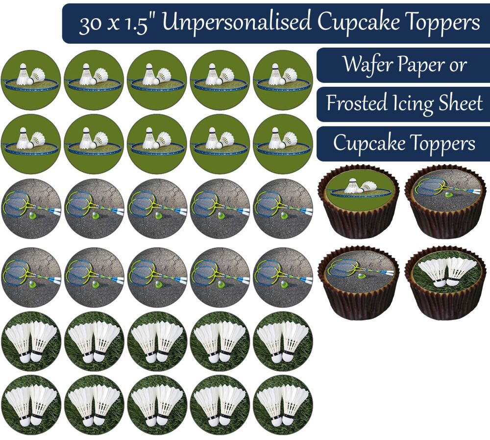 Badminton - 30 Cupcake Toppers