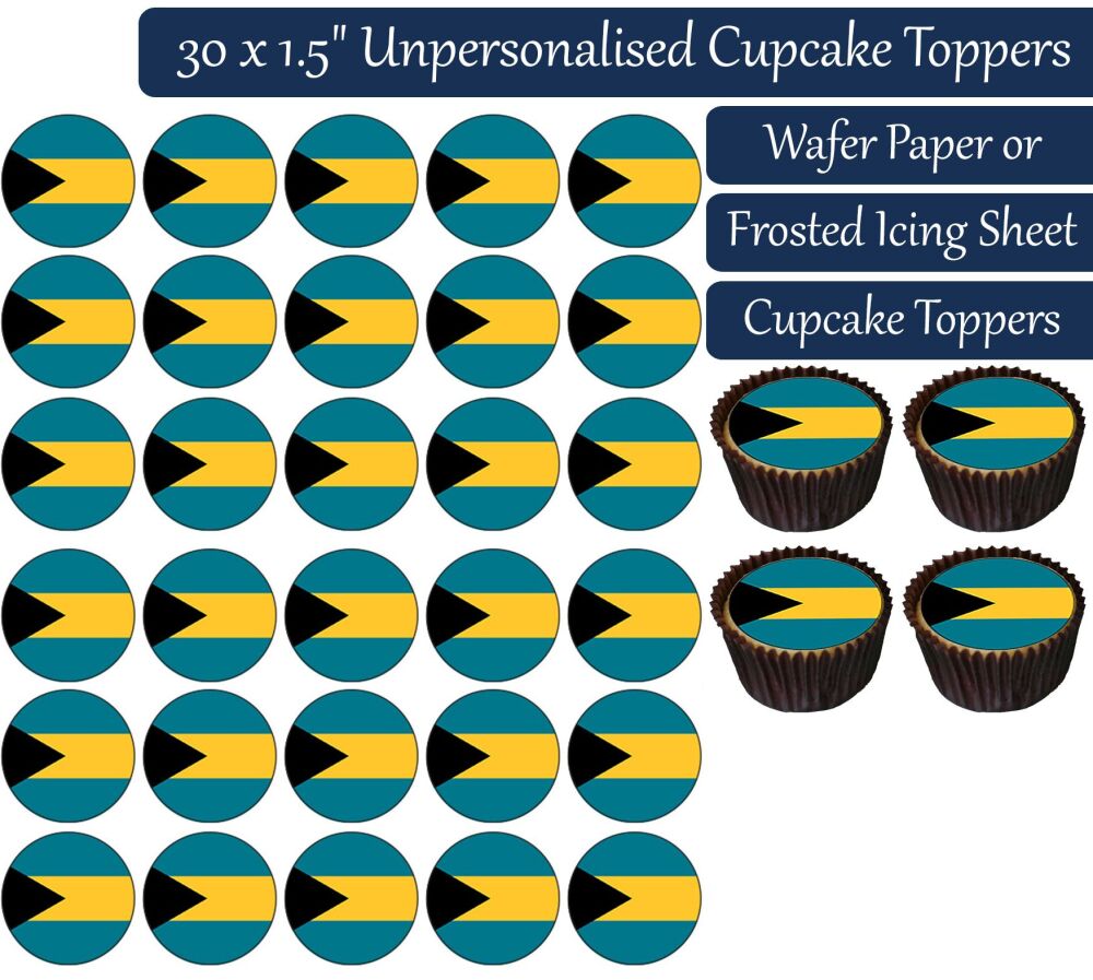 Bahamas Flag - 30 Cupcake Toppers