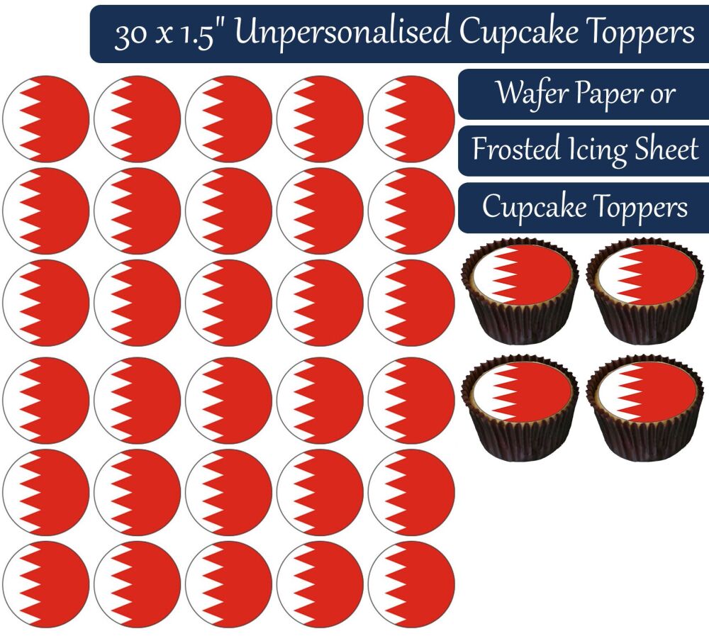 Bahrain Flag - 30 Cupcake Toppers