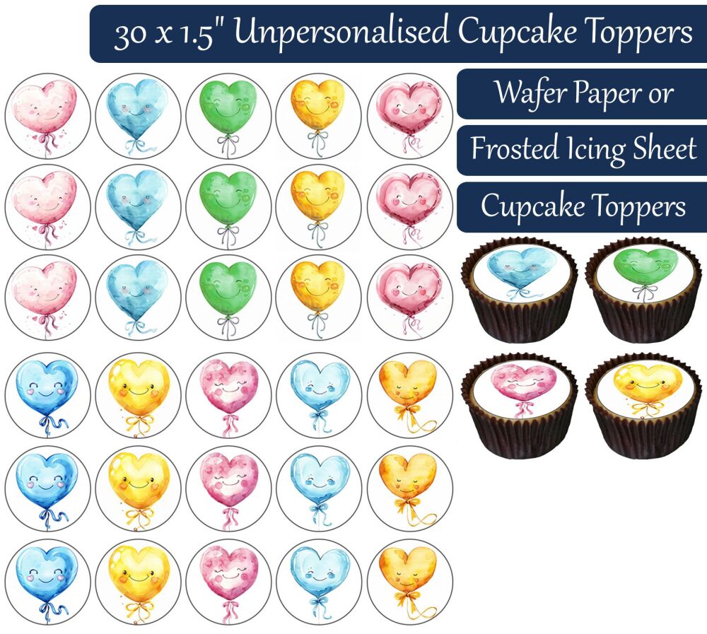 Balloons - 30 Cupcake Toppers