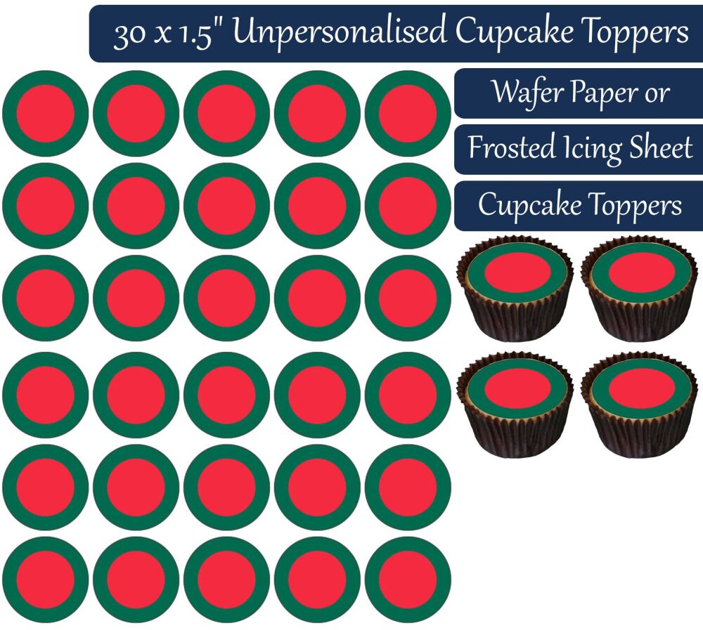 Bangladesh Flag - 30 Cupcake Toppers