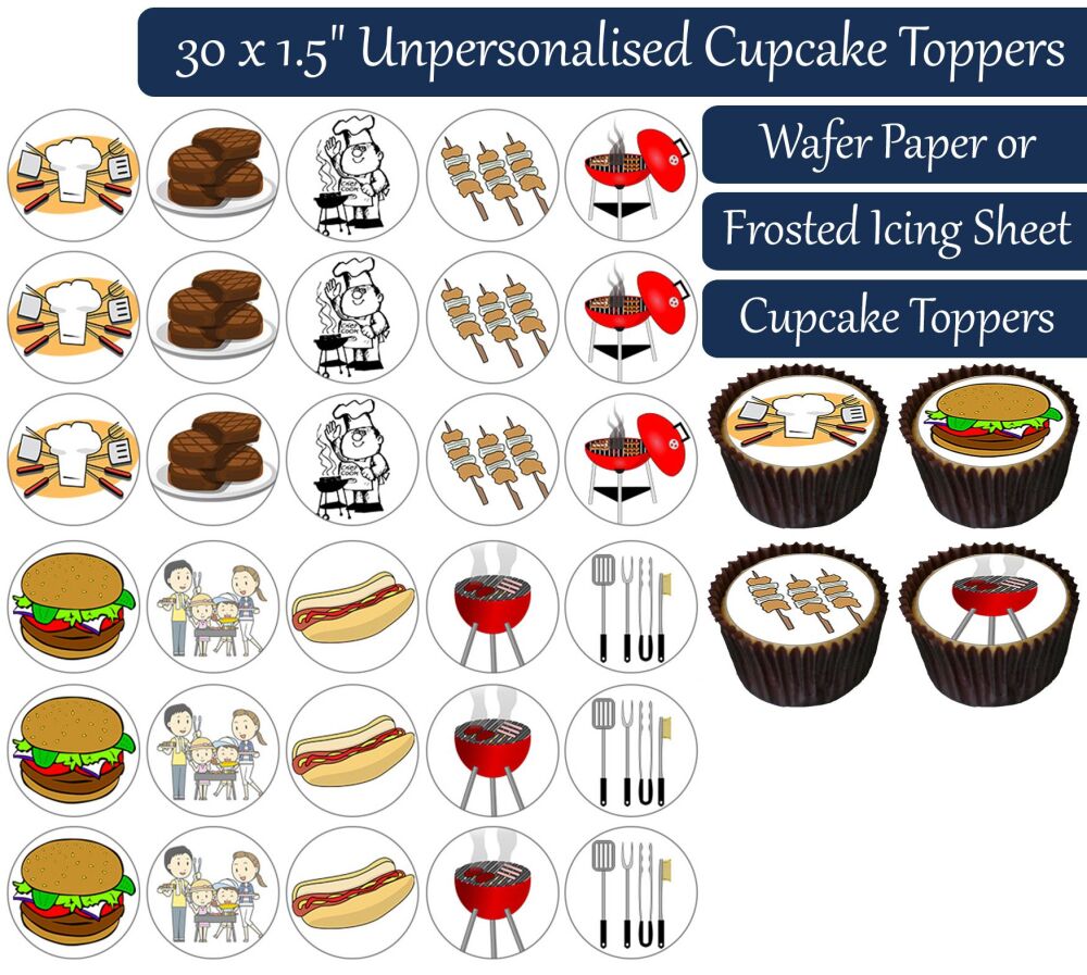 Barbeque - 30 Cupcake Toppers