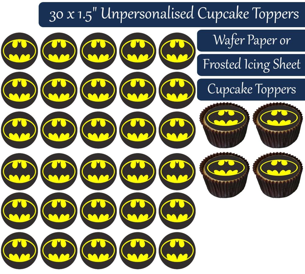 Batman - 30 Cupcake Toppers