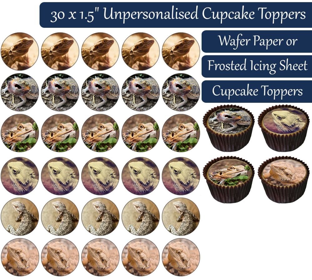 Bearded Dragons - 30 Cupcake Toppers