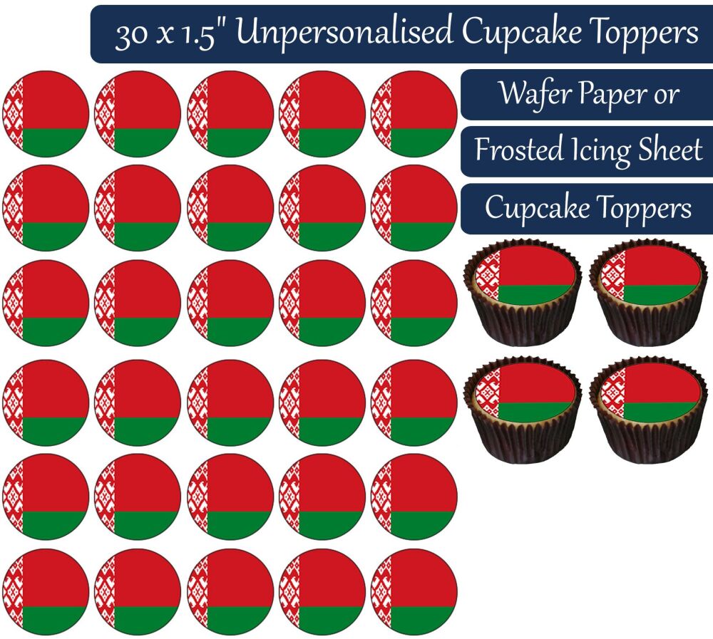 Belarus Flag - 30 Cupcake Toppers