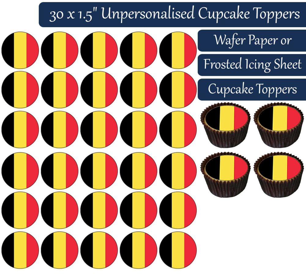Belgium Flag - 30 Cupcake Toppers