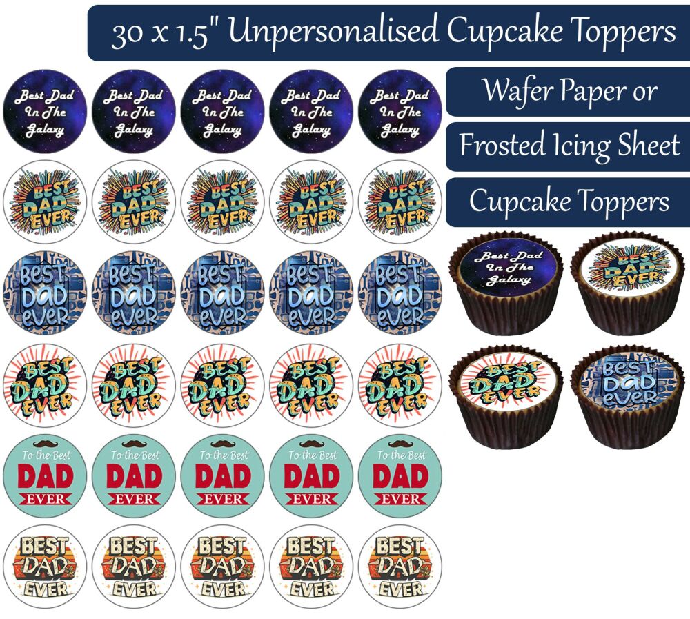 Best Dad - 30 Cupcake Toppers
