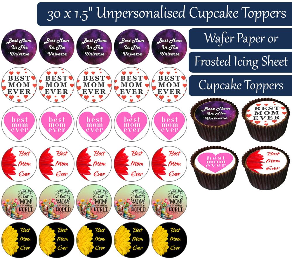 Best Mom - 30 Cupcake Toppers