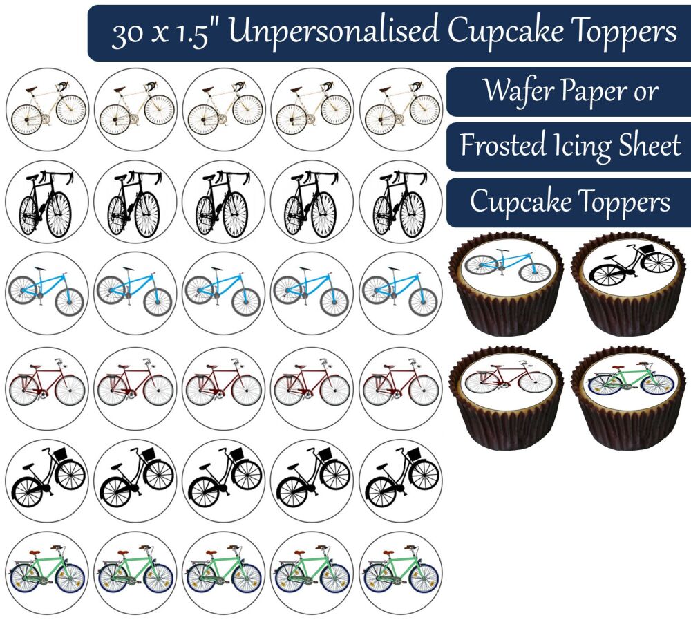 Bicycle - 30 Cupcake Toppers