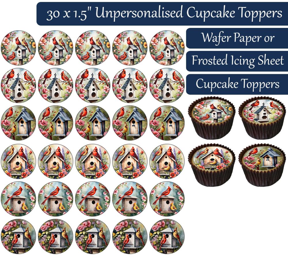 Bird Box Red - 30 Cupcake Toppers