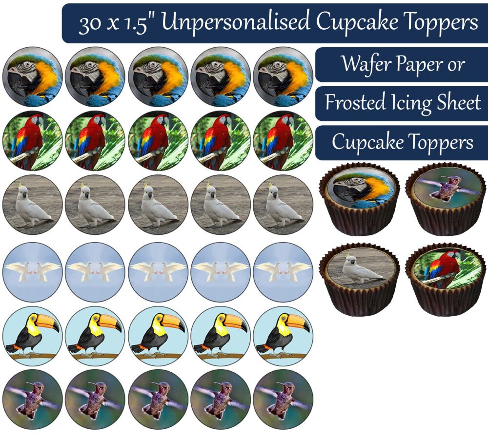 Birds - 30 Cupcake Toppers