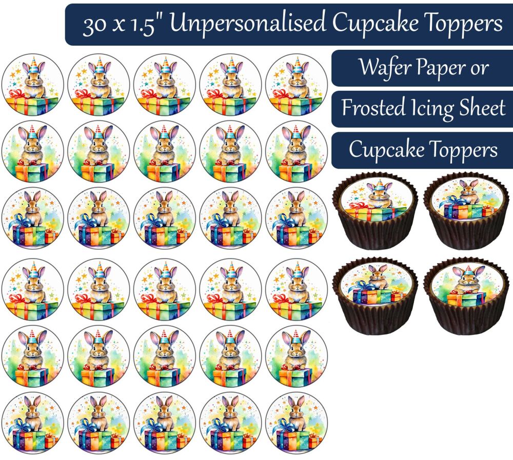Birthday Bunny - 30 Cupcake Toppers