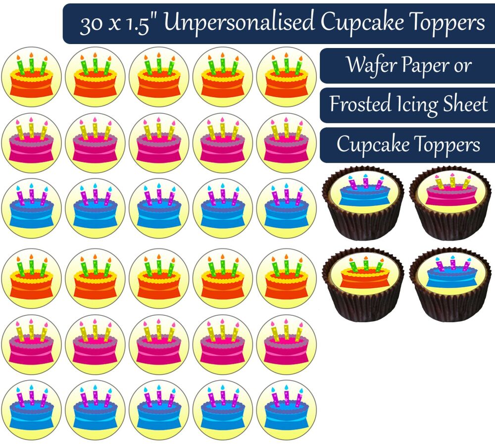 Birthday Cake - 30 Cupcake Toppers