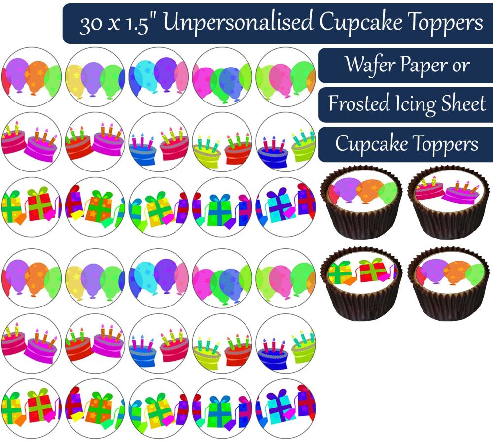 Birthday Decorations - 30 Cupcake Toppers
