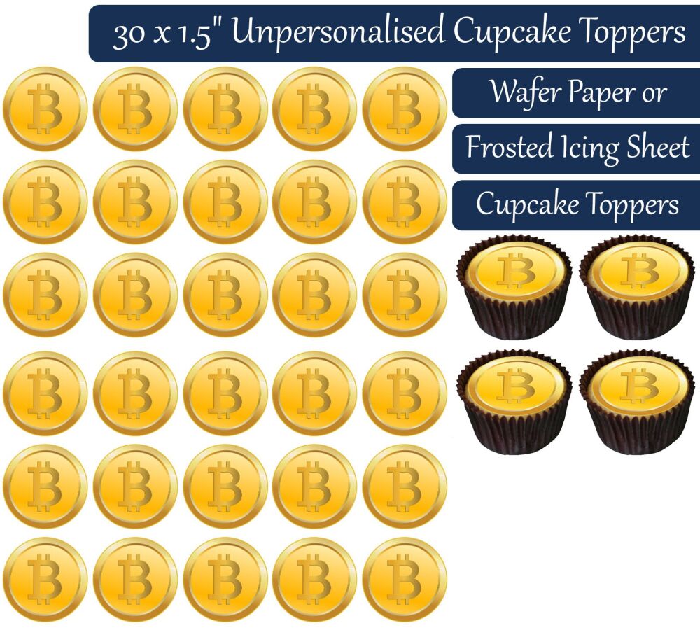 Bitcoin - 30 Cupcake Toppers