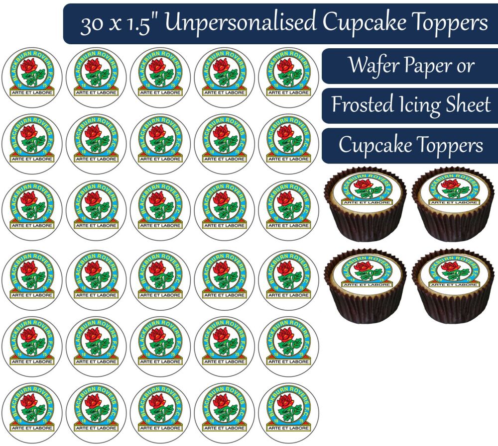 Blackburn Rovers Football - 30 Cupcake Toppers
