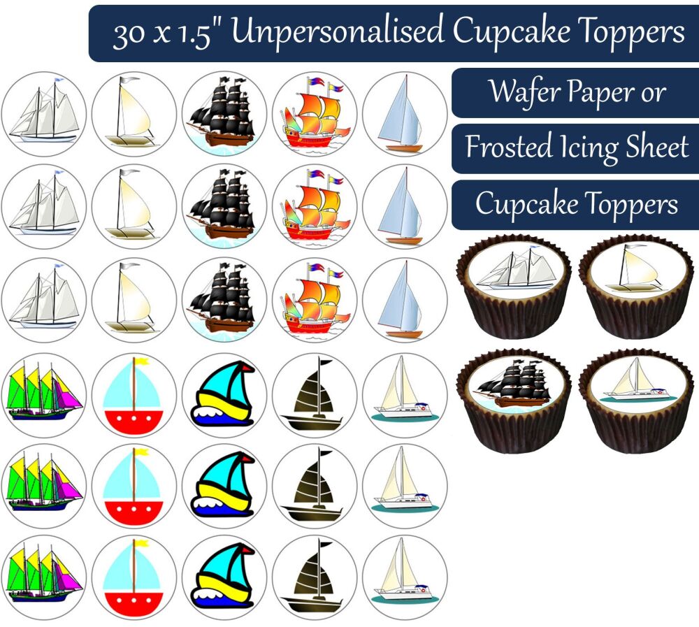 Boats - 30 Cupcake Toppers