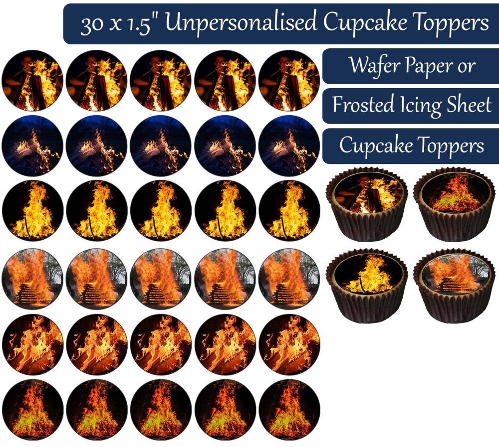 Bonfire - 30 Cupcake Toppers