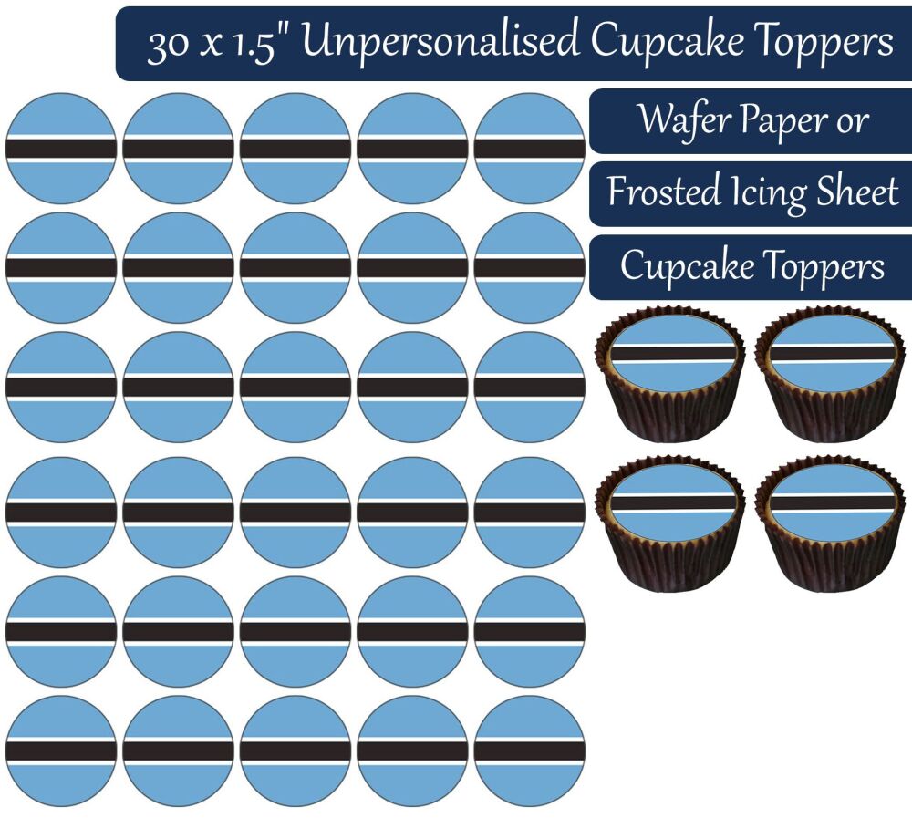 Botswana Flag - 30 Cupcake Toppers