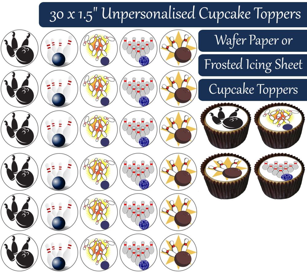 Bowling - 30 Cupcake Toppers