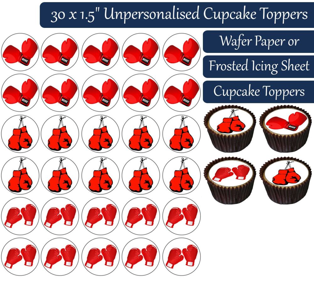 Boxing Gloves - 30 Cupcake Toppers