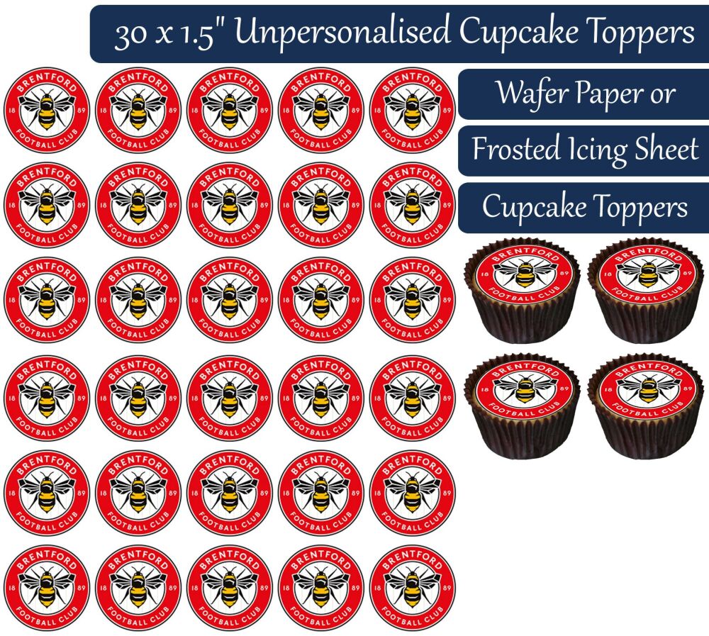 Brentford Football - 30 Cupcake Toppers