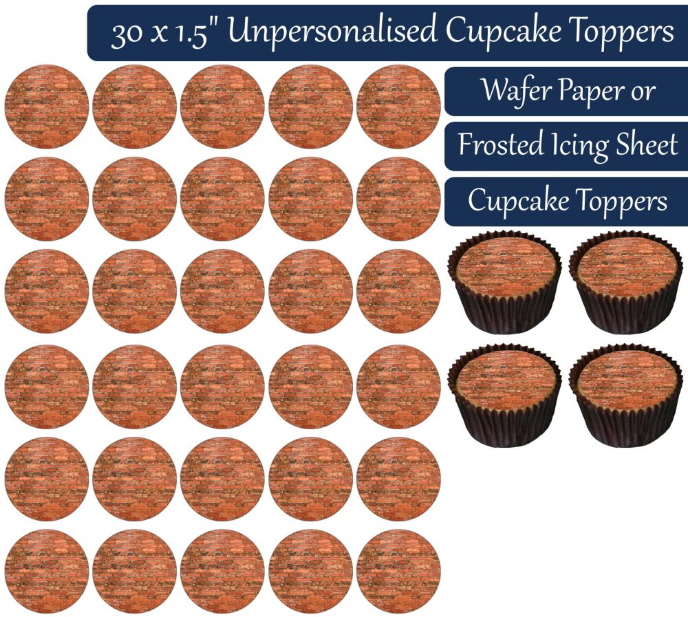 Brick Wall - 30 Cupcake Toppers
