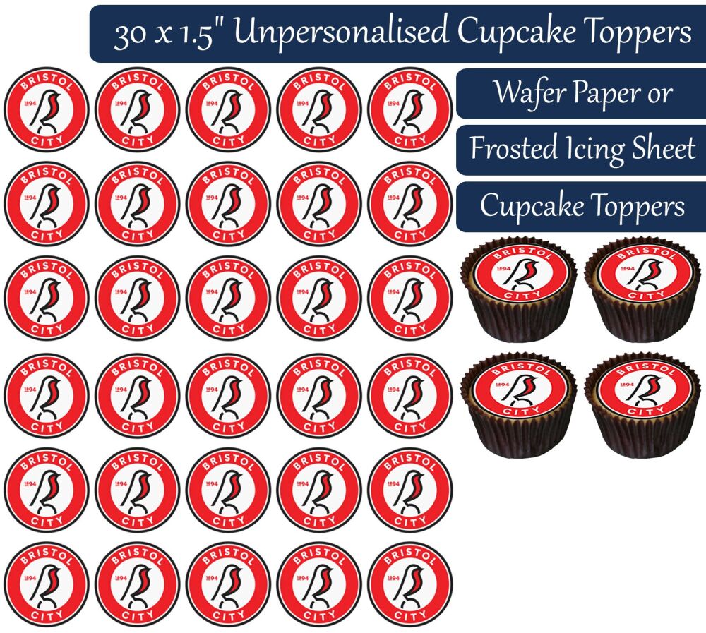 Bristol City Football - 30 Cupcake Toppers