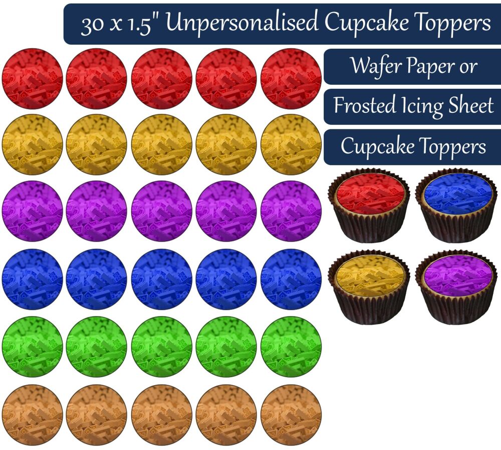 Building Blocks - 30 Cupcake Toppers