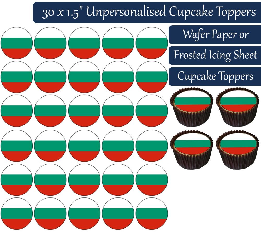 Bulgaria Flag - 30 Cupcake Toppers